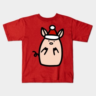 Santa Hat Piggy Kids T-Shirt